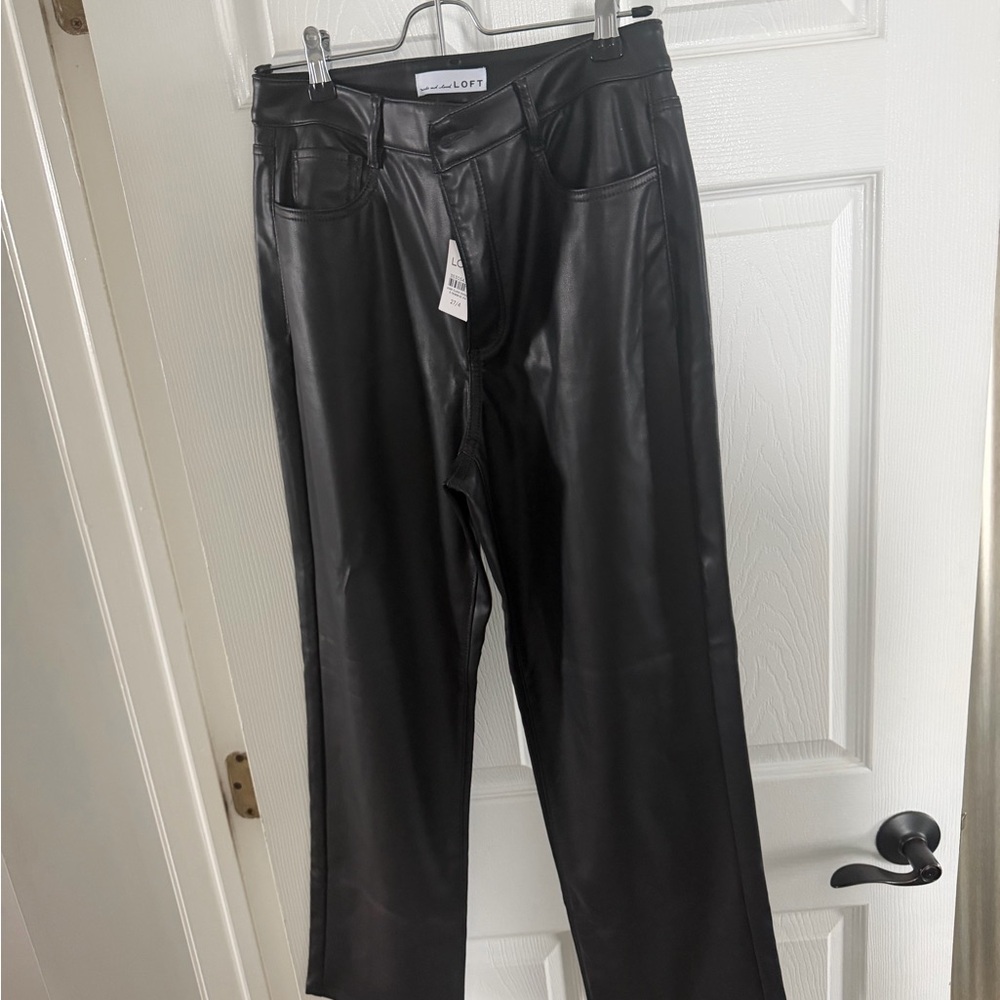 LOFT Women's Black Cropped Leather Pants
